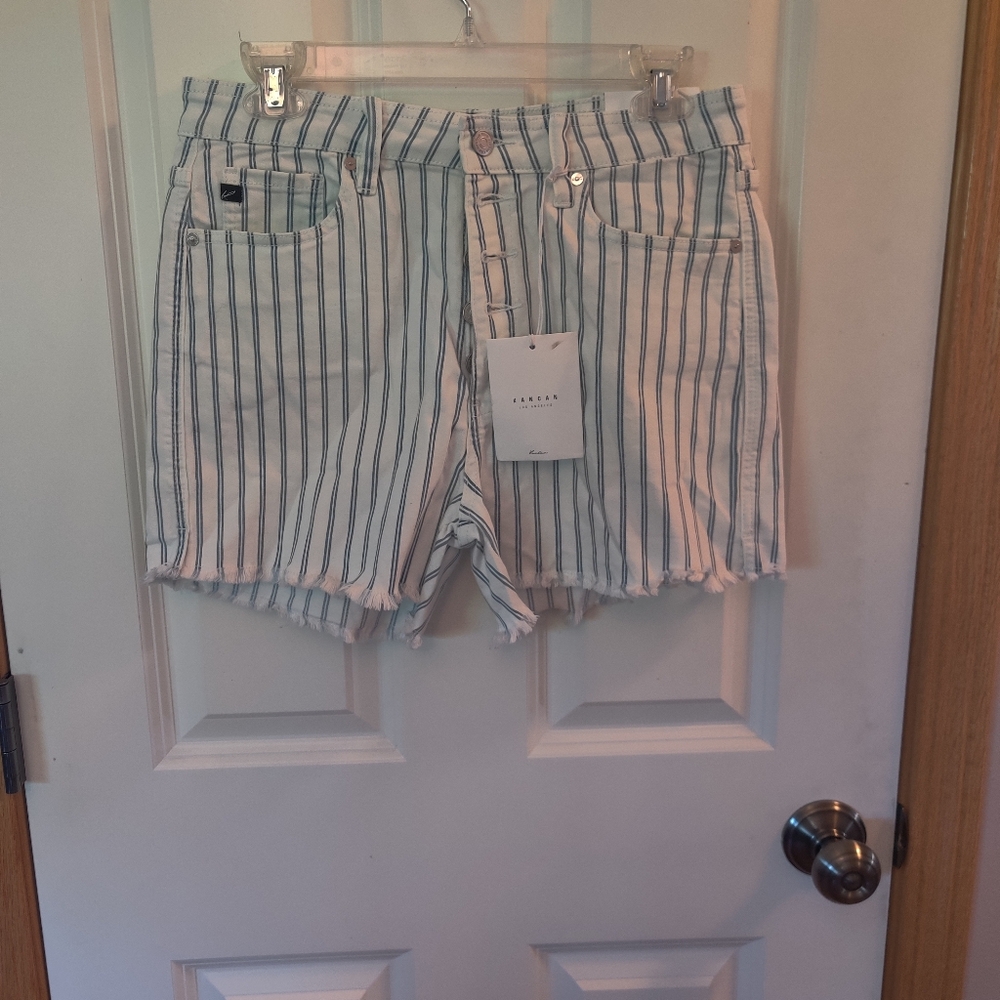 Striped Denim Shorts